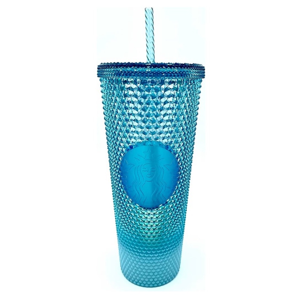 Starbucks 2023 Summer Blue Chrome Studded Venti 24 oz. Cold Cup Tumbler